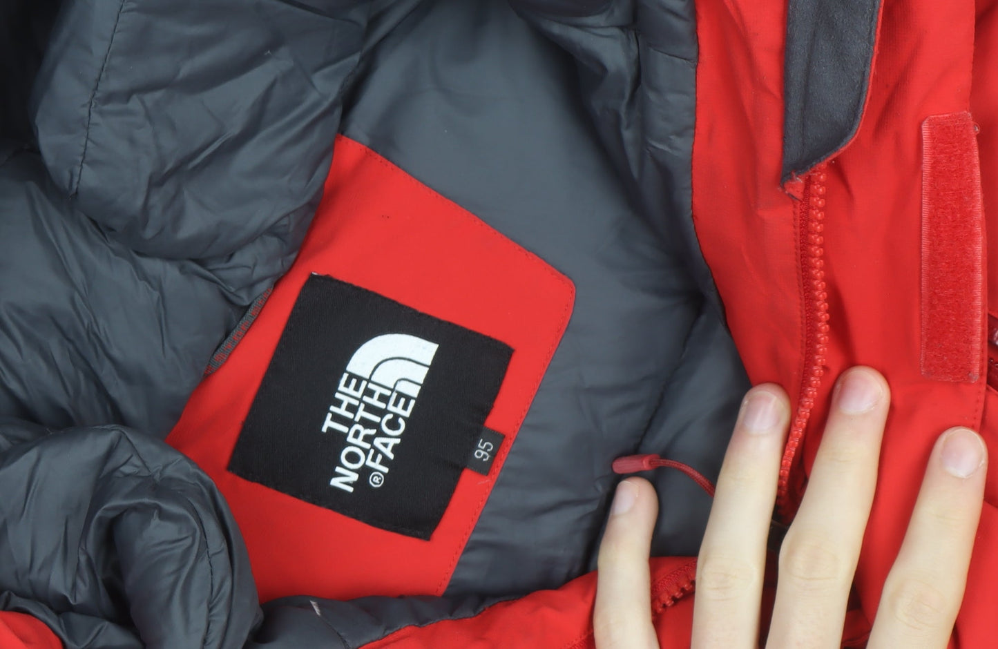 The North Face Men's Red Hooded Puffer Jacket Size L Waterproof Down