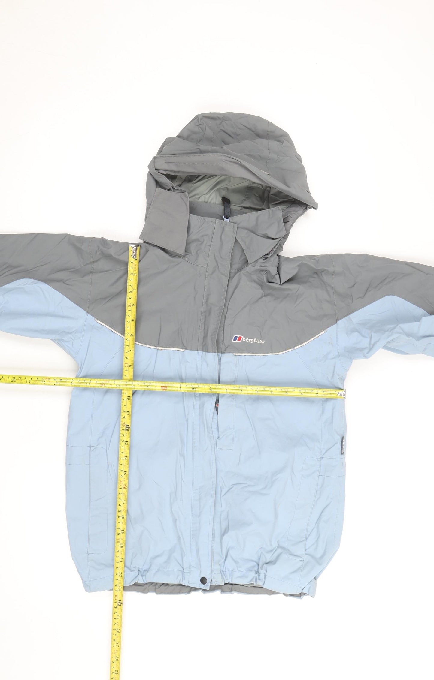 Berghaus Boys Grey Blue Waterproof Hooded Rain Coat Jacket 11-12 Years
