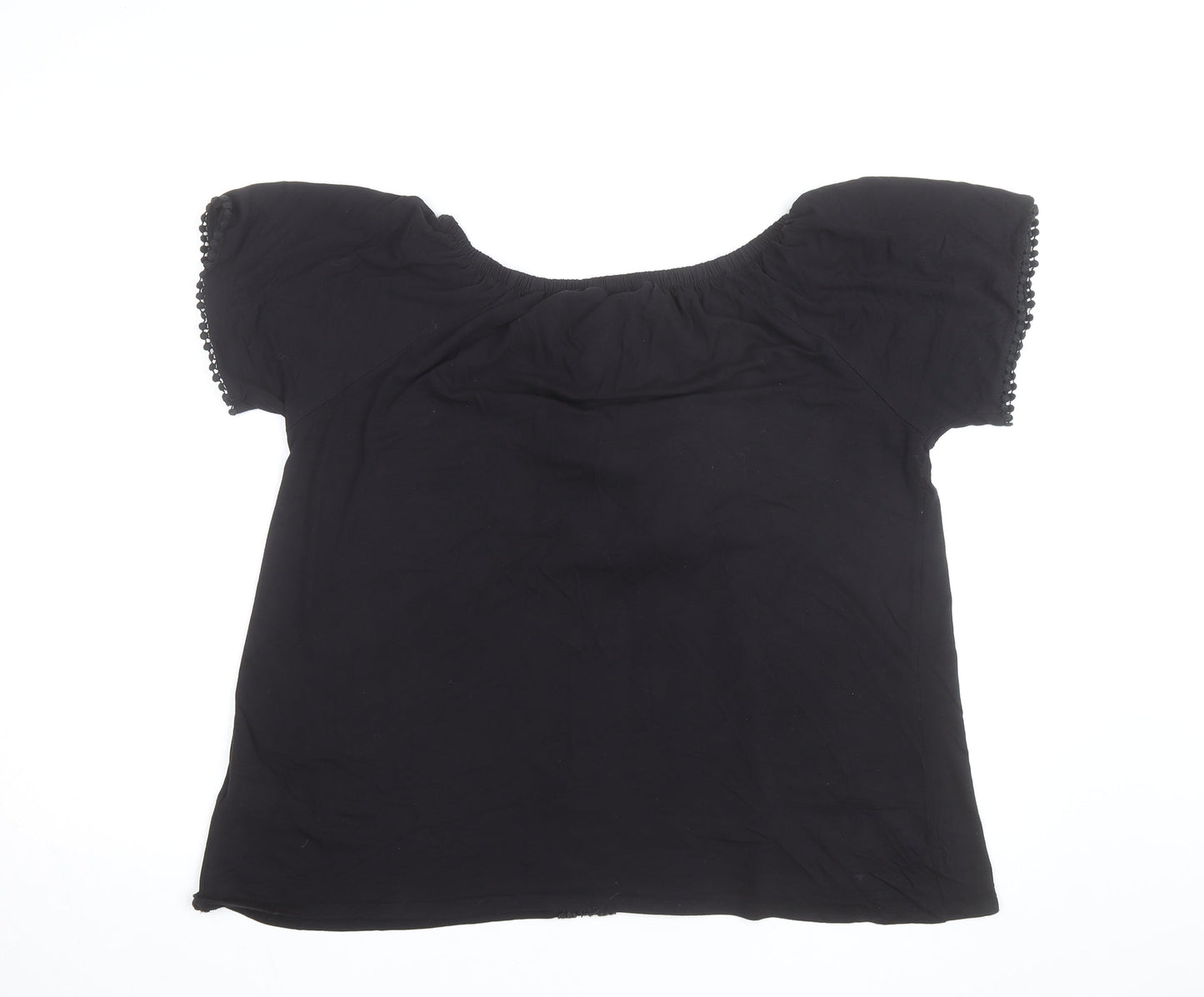 Evans Women's Black Off Shoulder Crochet Tunic Blouse Size 14