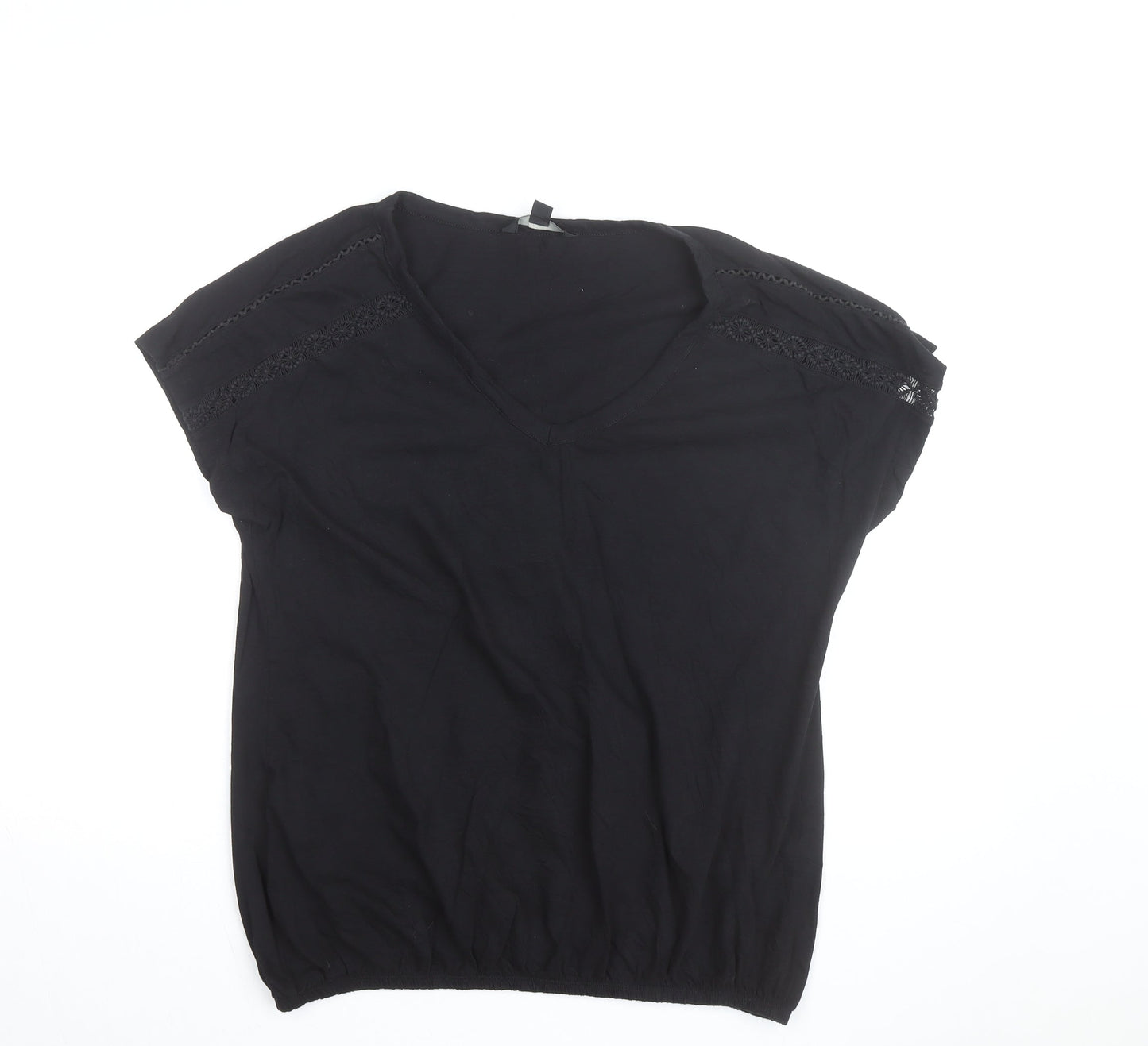 Next Women’s Black V-Neck Cotton Blouse Size 14