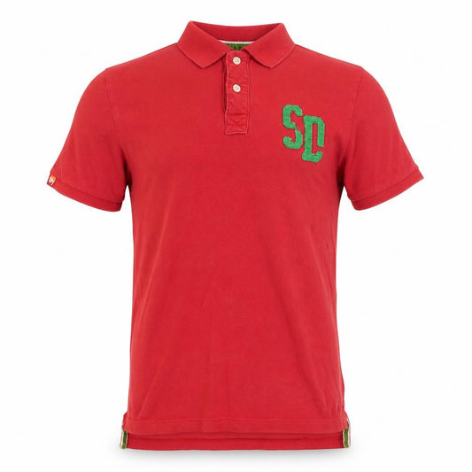 Superdry Men's Red Cotton Polo Shirt Size L Embroidered Logo