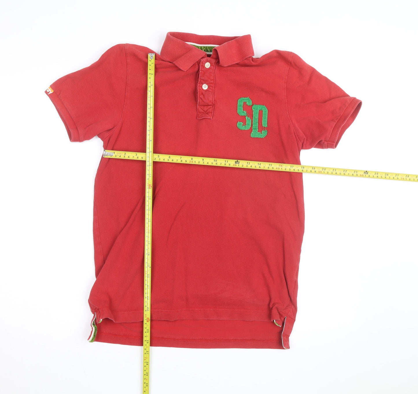 Superdry Men's Red Cotton Polo Shirt Size L Embroidered Logo