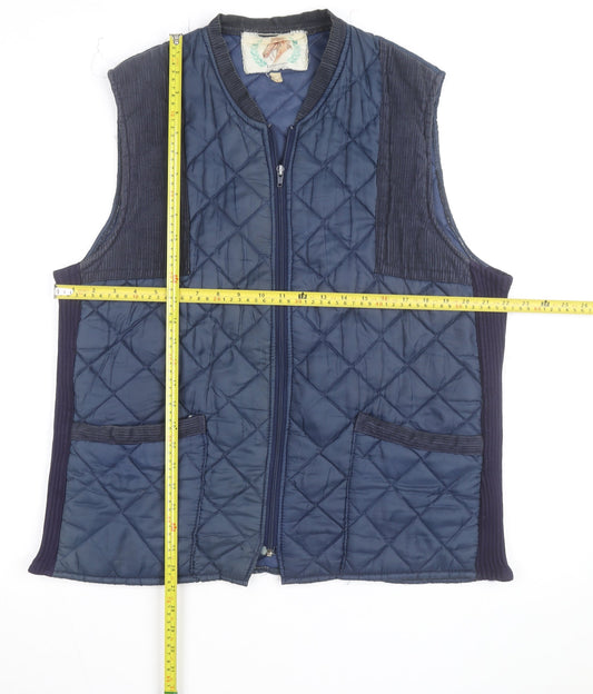 Vintage Leisurewear Men's Blue Quilted Waistcoat Size M