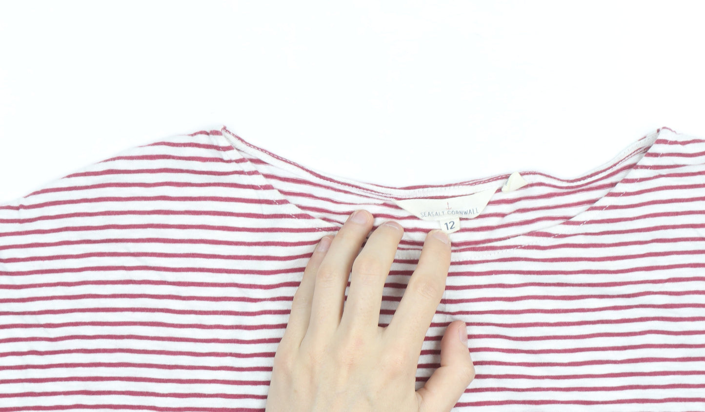 Seasalt Cornwall Women's Red Striped Cotton T-Shirt Size 12