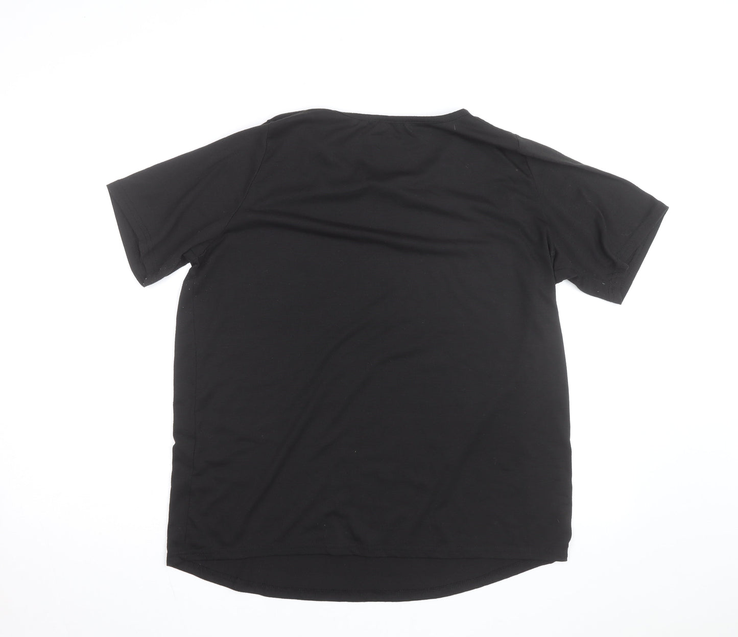 Boohoo Women Black Heart Print Jersey T-Shirt Size 16 Short Sleeve