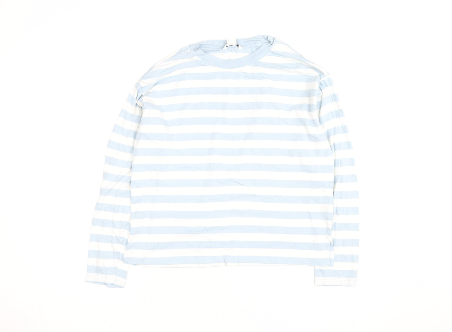 Monki Women Blue White Striped Long Sleeve Cotton Top Size S