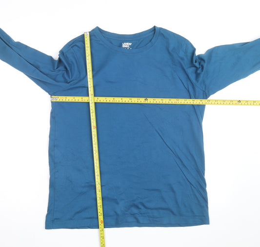 Lands' End Men's Blue Long Sleeve Cotton Crew Neck Top M