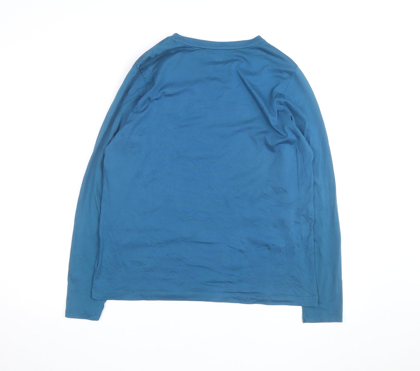 Lands' End Men's Blue Long Sleeve Cotton Crew Neck Top M