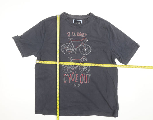 Boston Crew Men's Grey Cotton Cycling Graphic T-Shirt Size L