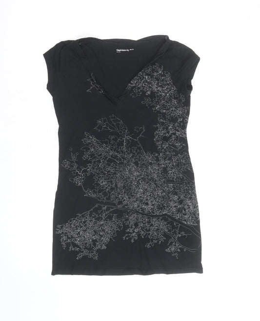 Gap Maternity Women’s Black XS V-Neck Floral Print T-Shirt