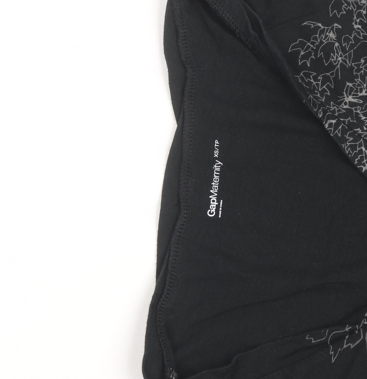 Gap Maternity Women’s Black XS V-Neck Floral Print T-Shirt