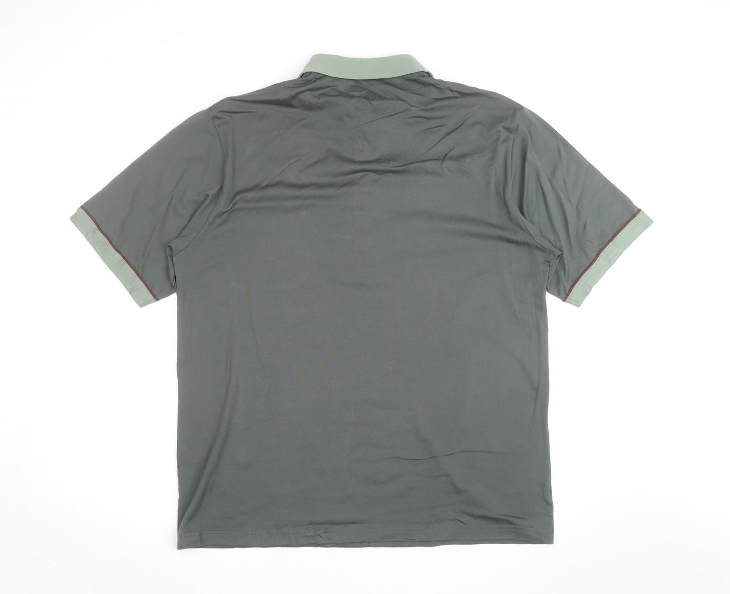 Gabicci Men's Green XL Polo Shirt Retro Contrast Collar Cotton Blend
