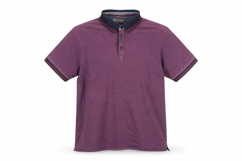 Jeff Banks Men's Purple Striped Cotton Polo Shirt Size S