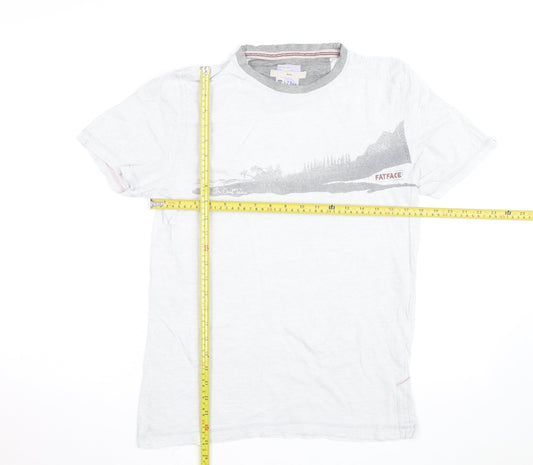 FatFace Men's White Graphic Print Cotton T-Shirt Size Small