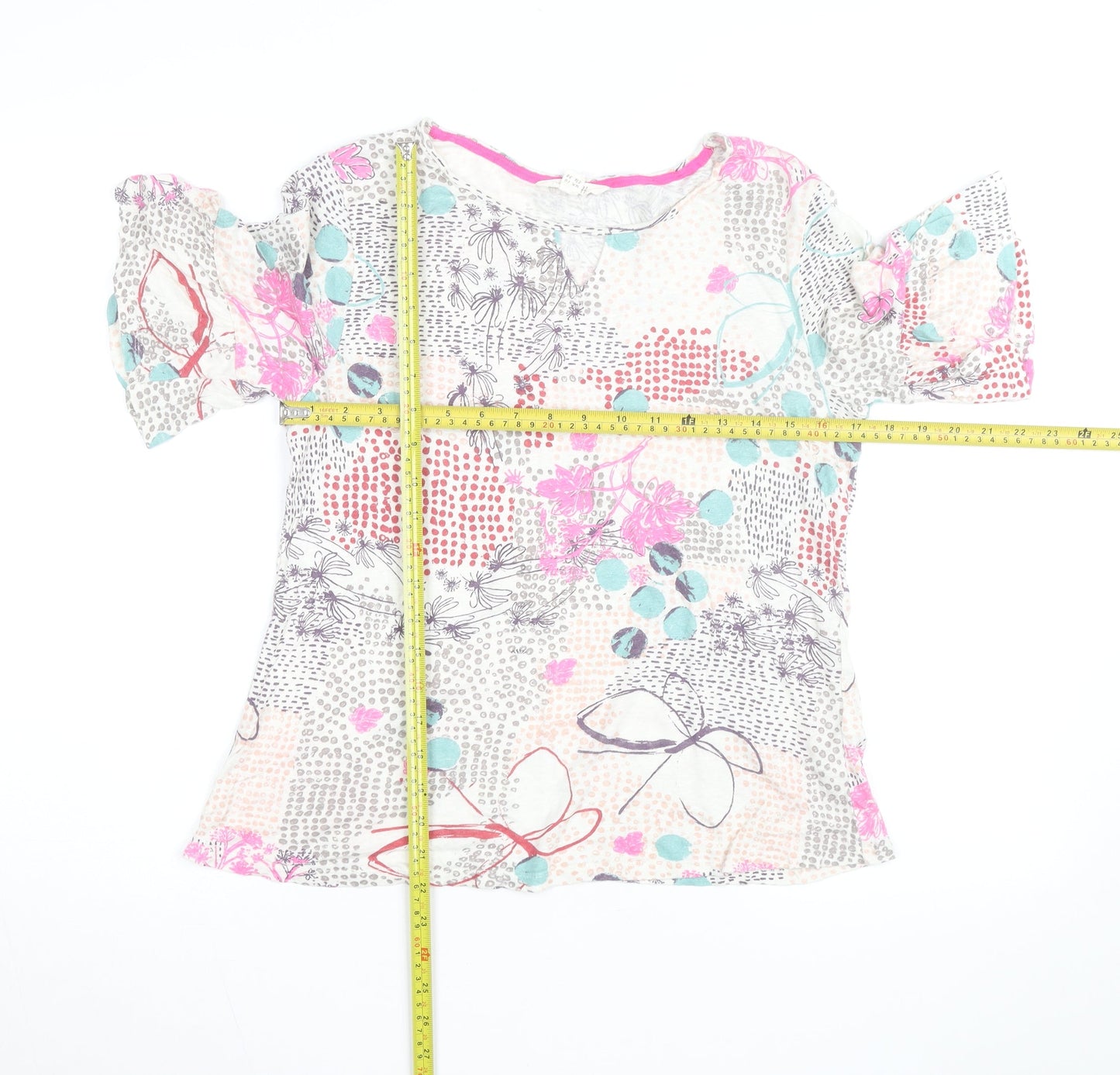White Stuff Women Multicoloured Floral Cotton Tunic Blouse Size 10