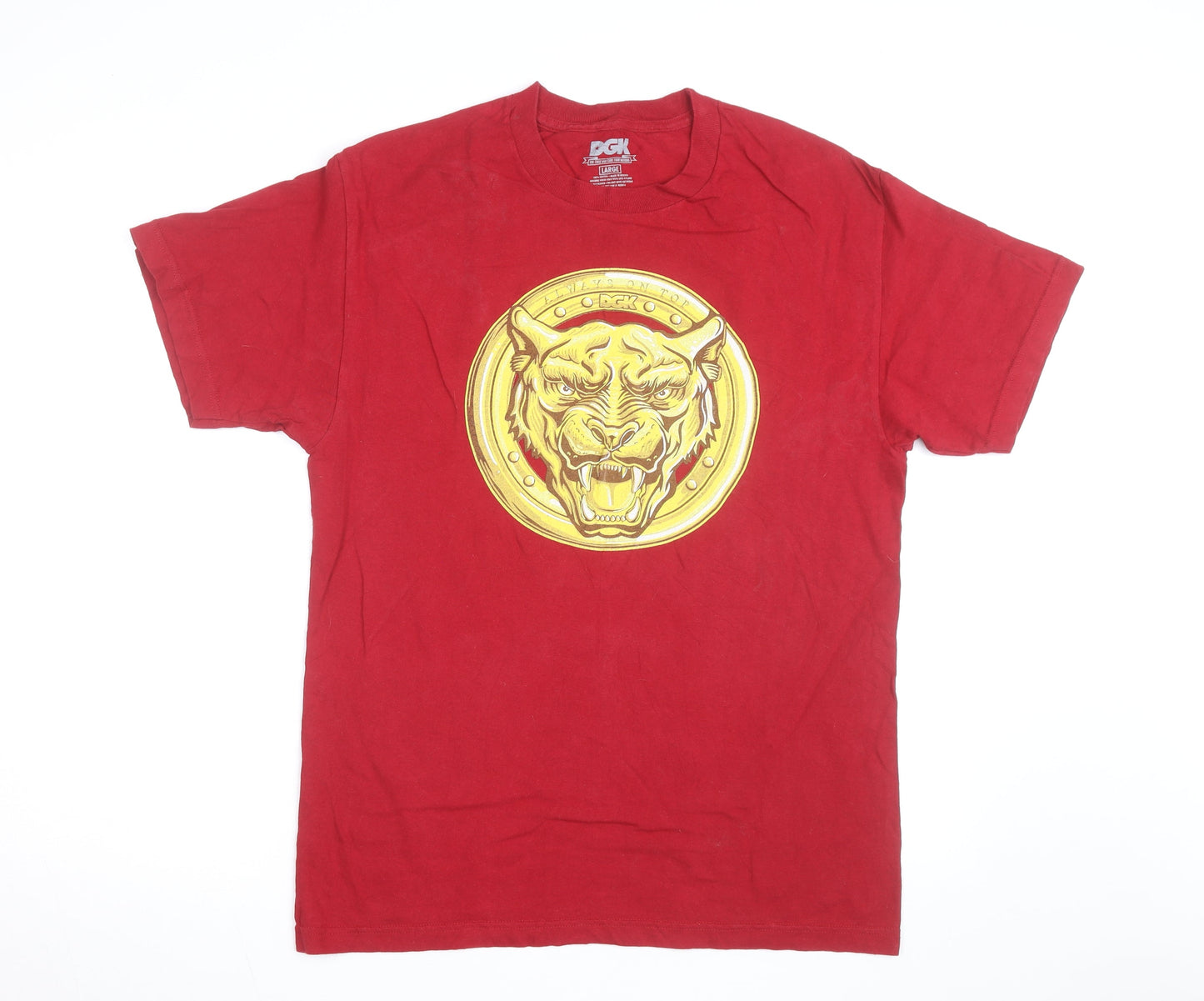 DGK Men's Red Graphic Panther T-Shirt Large Cotton Casual