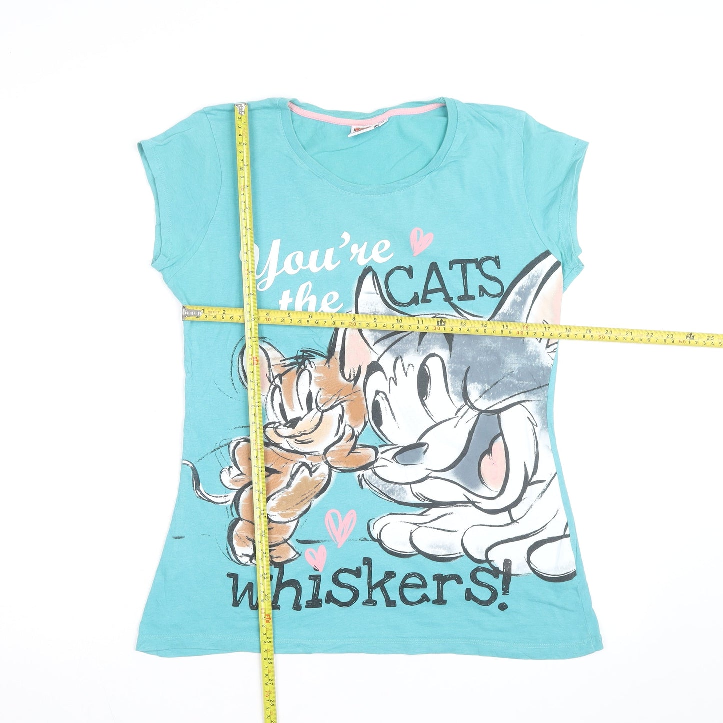 Tom and Jerry Women's Blue Cotton Cartoon Graphic T-Shirt Size 18