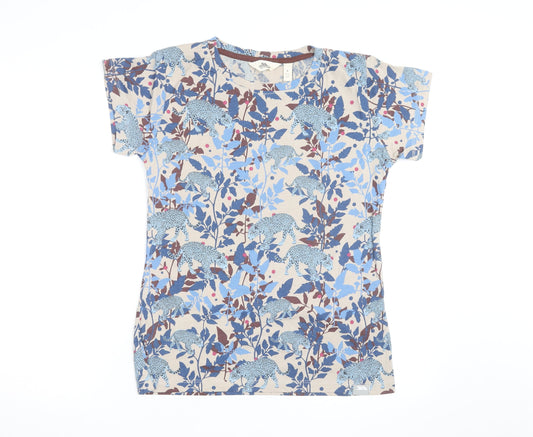 Trespass Womens Beige Blue Animal Print Cotton T-Shirt UK 10