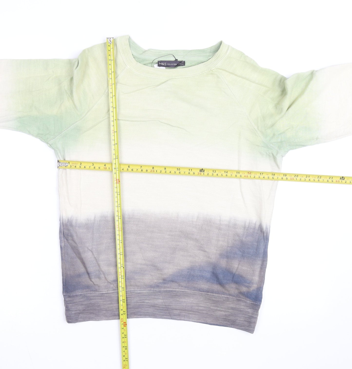 Marks and Spencer Women Green Mix Cotton Pullover Sweatshirt Size XL