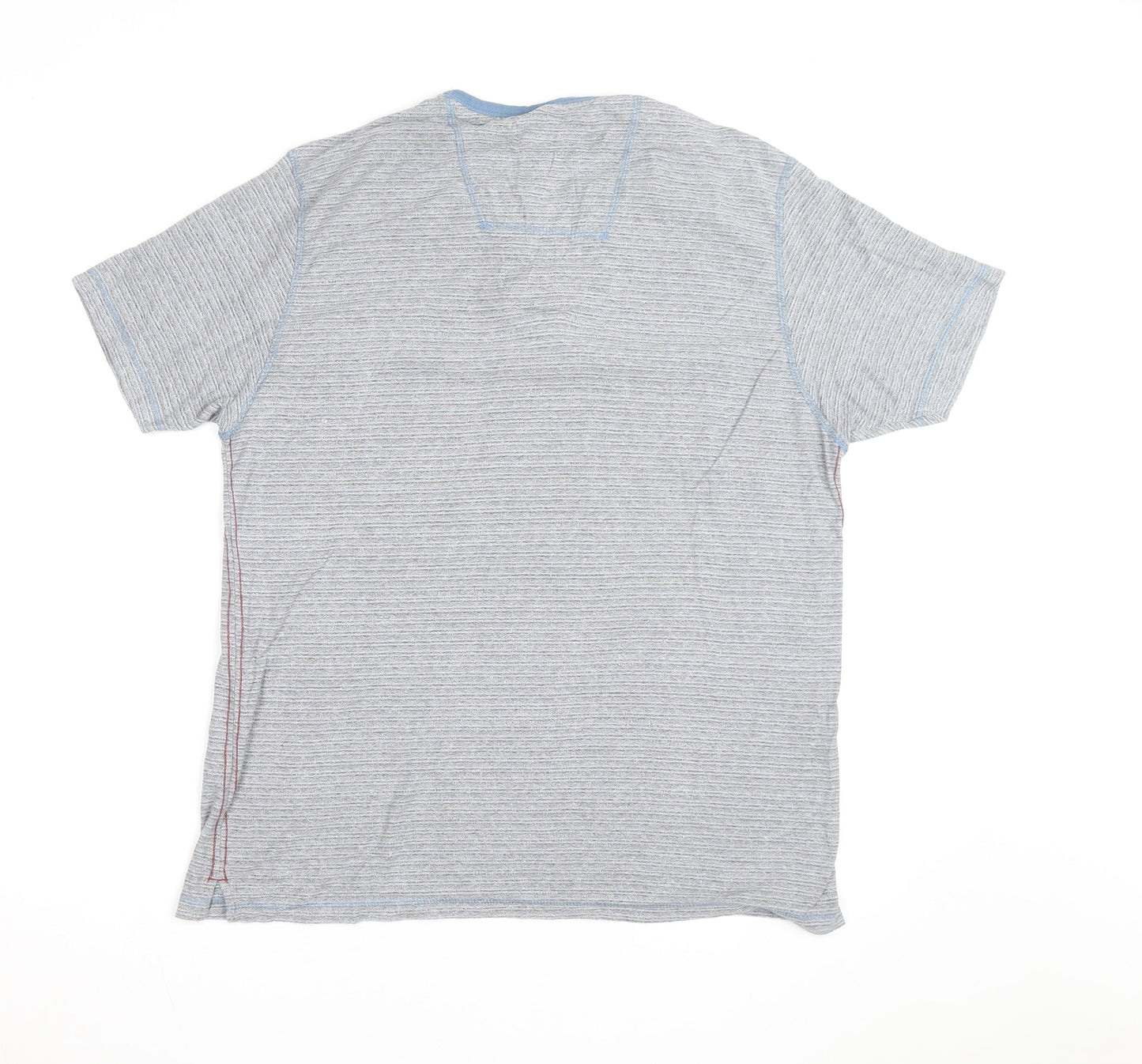 One Valley Men's Blue Henley Short Sleeve Cotton Blend T-Shirt Size M