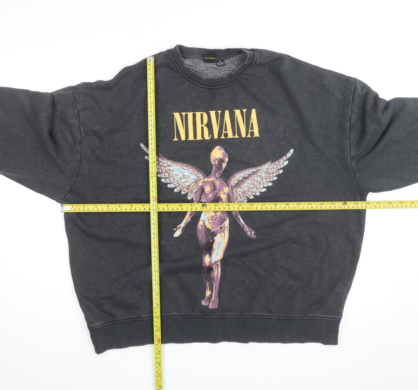 Nirvana Women's Black Pullover Sweatshirt Size 10/12 Crew Neck Rock Graphic