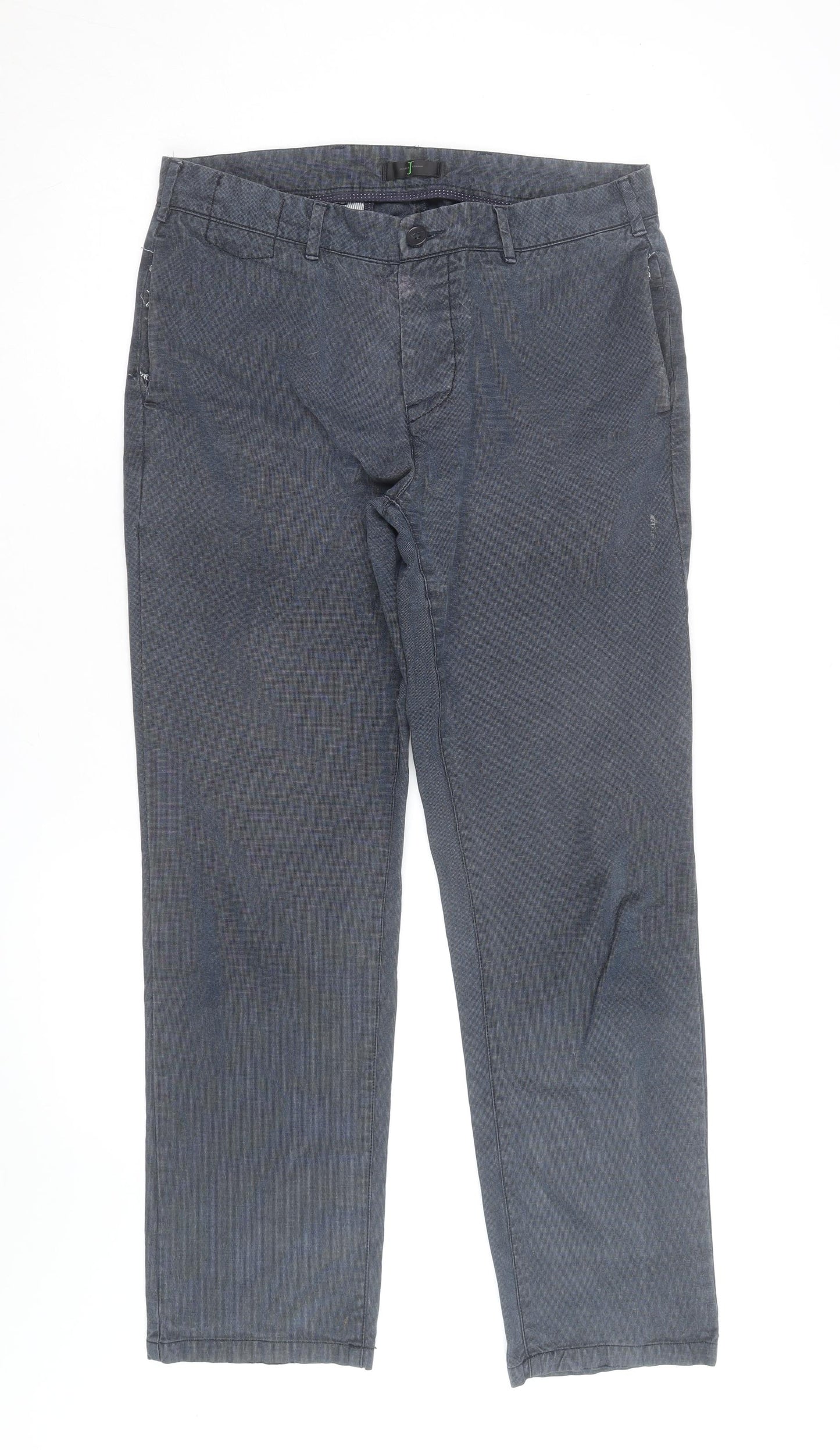 Jacamo Men's Blue Chino Trousers 34R Cotton Blend Regular Fit