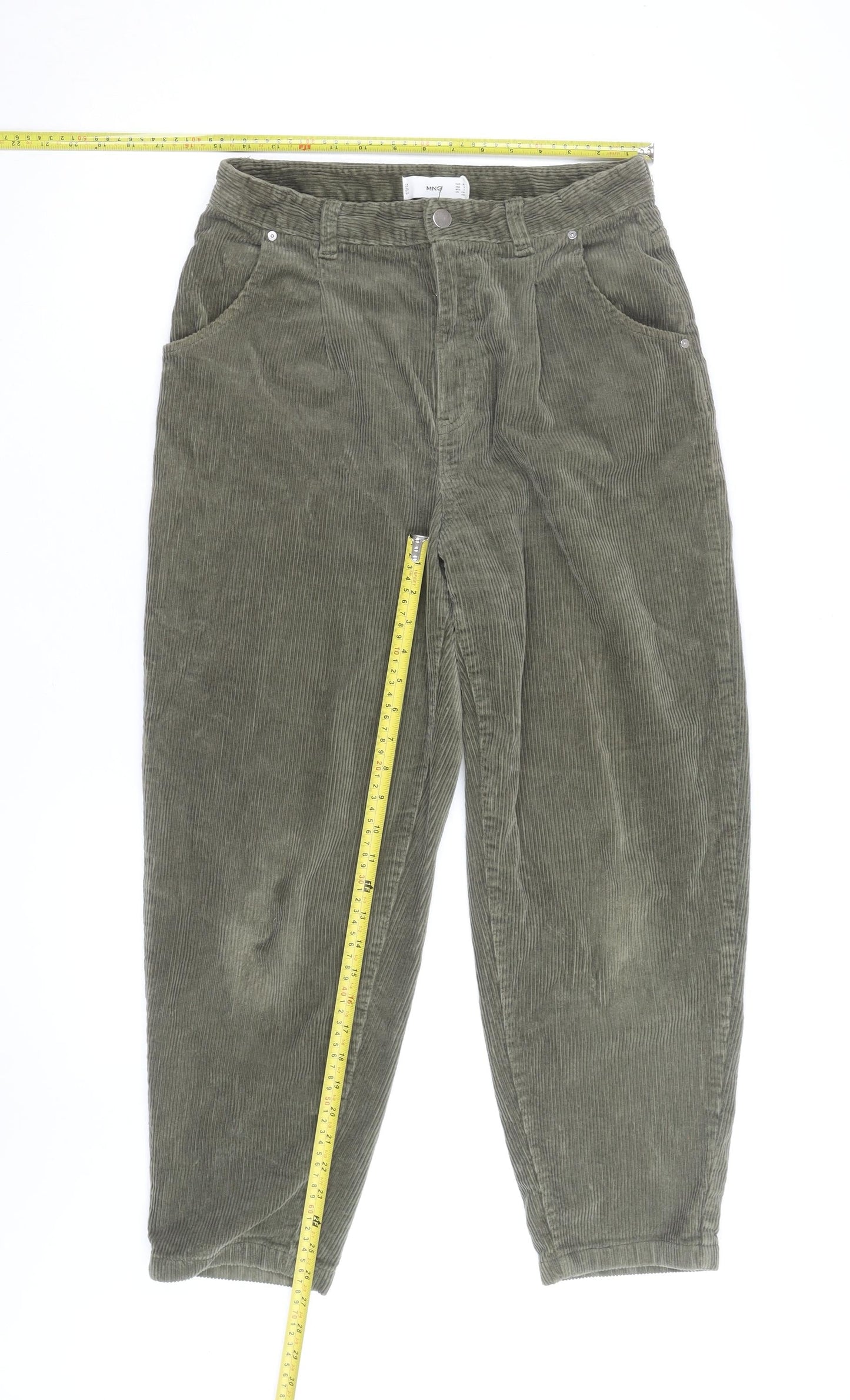 Mango Women's Green Corduroy Chino Trousers Size 10