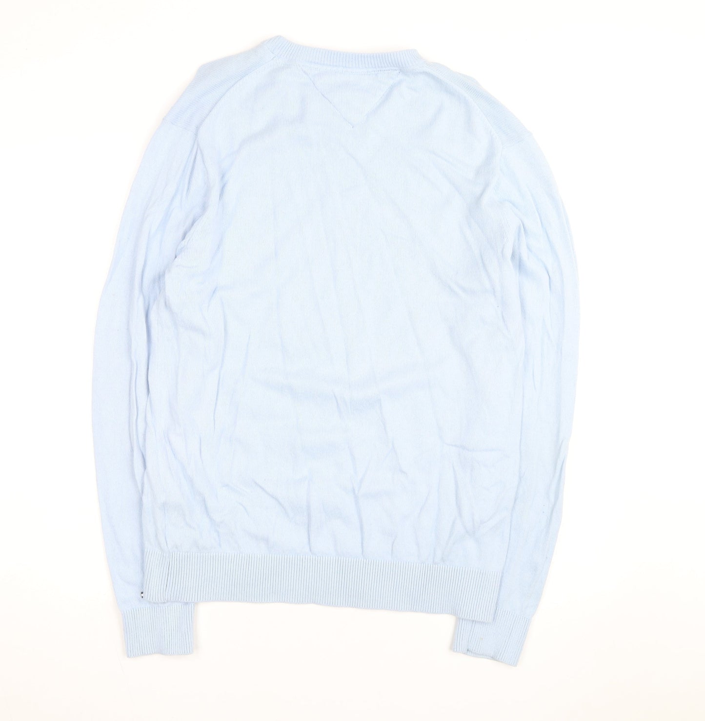 Tommy Hilfiger Men’s Blue Cotton Cashmere V-Neck Jumper Size L