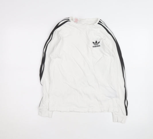 Adidas Boys White Long Sleeve T-Shirt 10-11 Years Sports Regular Fit