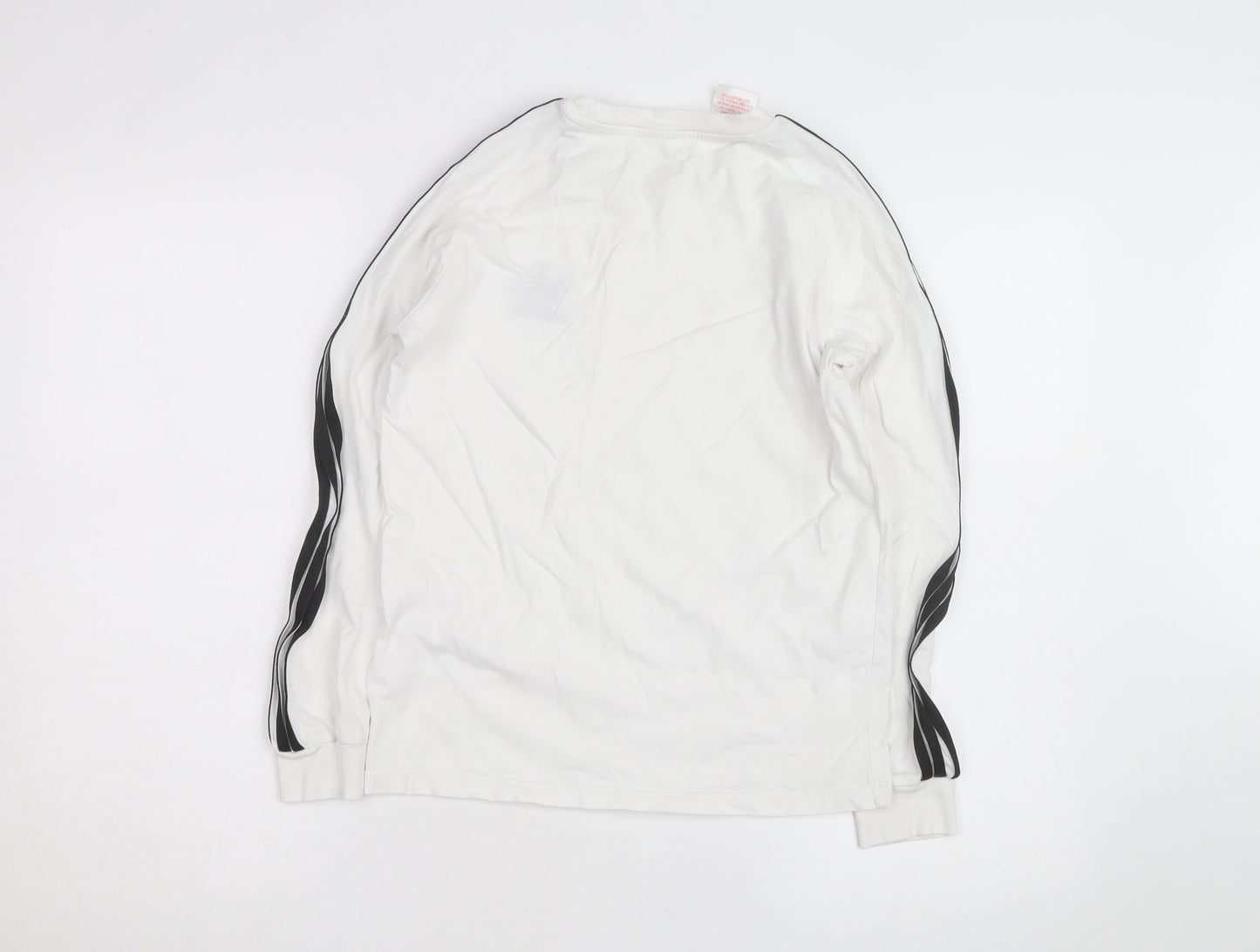 Adidas Boys White Long Sleeve T-Shirt 10-11 Years Sports Regular Fit