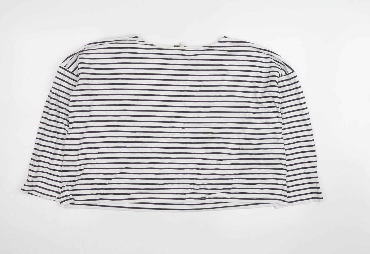 People Tree Women’s White Striped Organic Cotton Long Sleeve Top Size 16