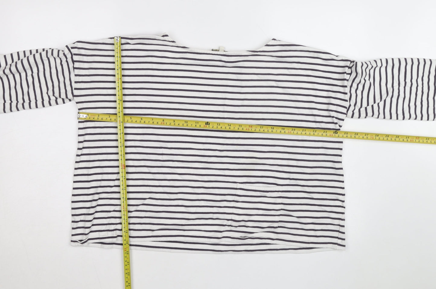 People Tree Women’s White Striped Organic Cotton Long Sleeve Top Size 16