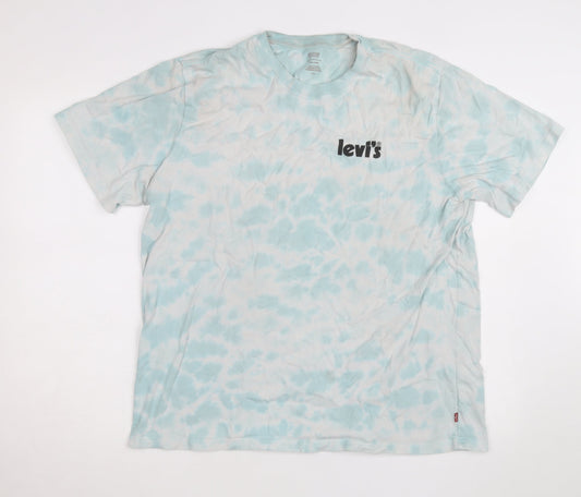 Levi's Men Blue Tie-Dye Relaxed Fit Cotton T-Shirt Size L