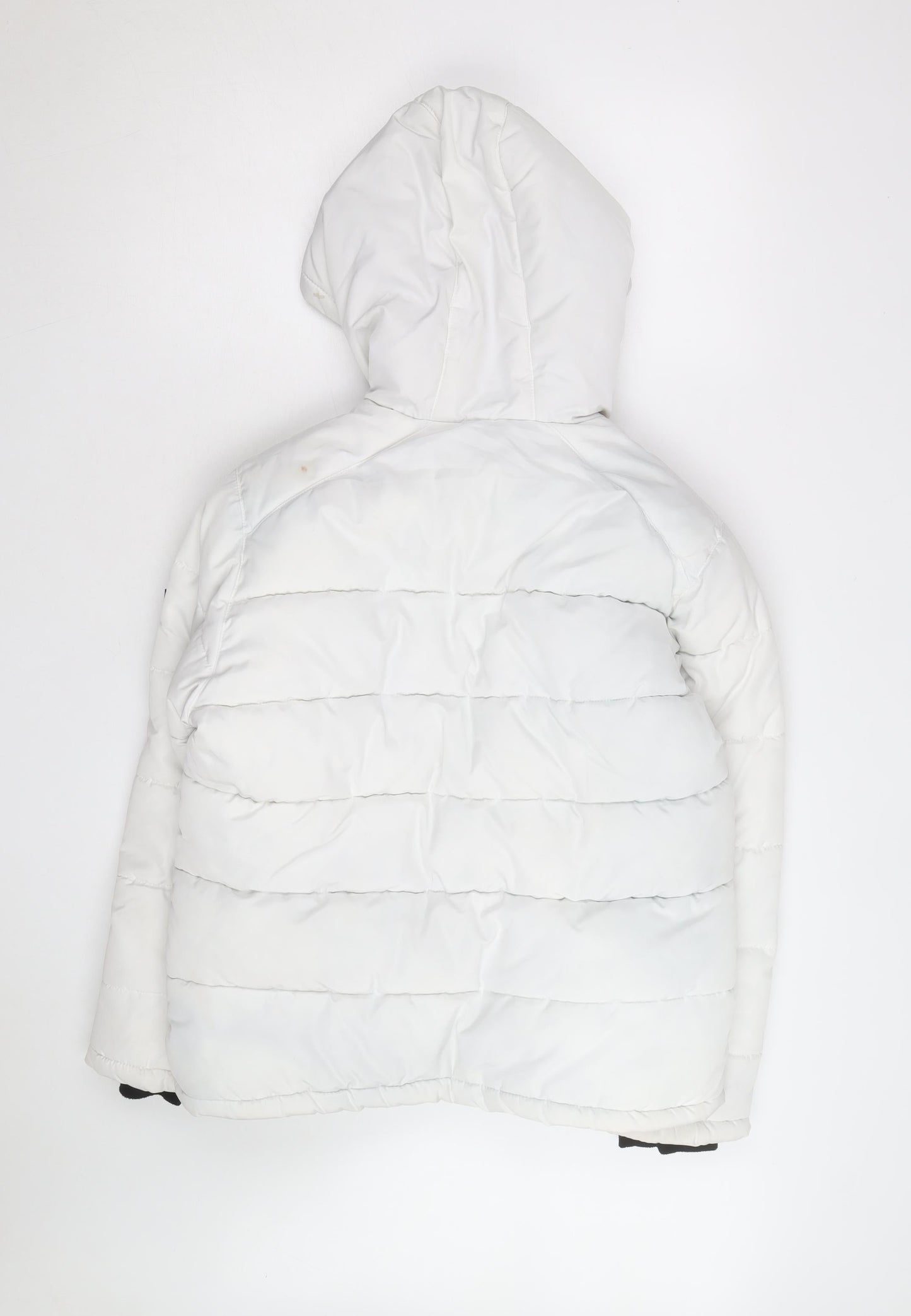 DKNY Jeans Boys White Hooded Puffer Jacket Size 10 Years Winter Coat