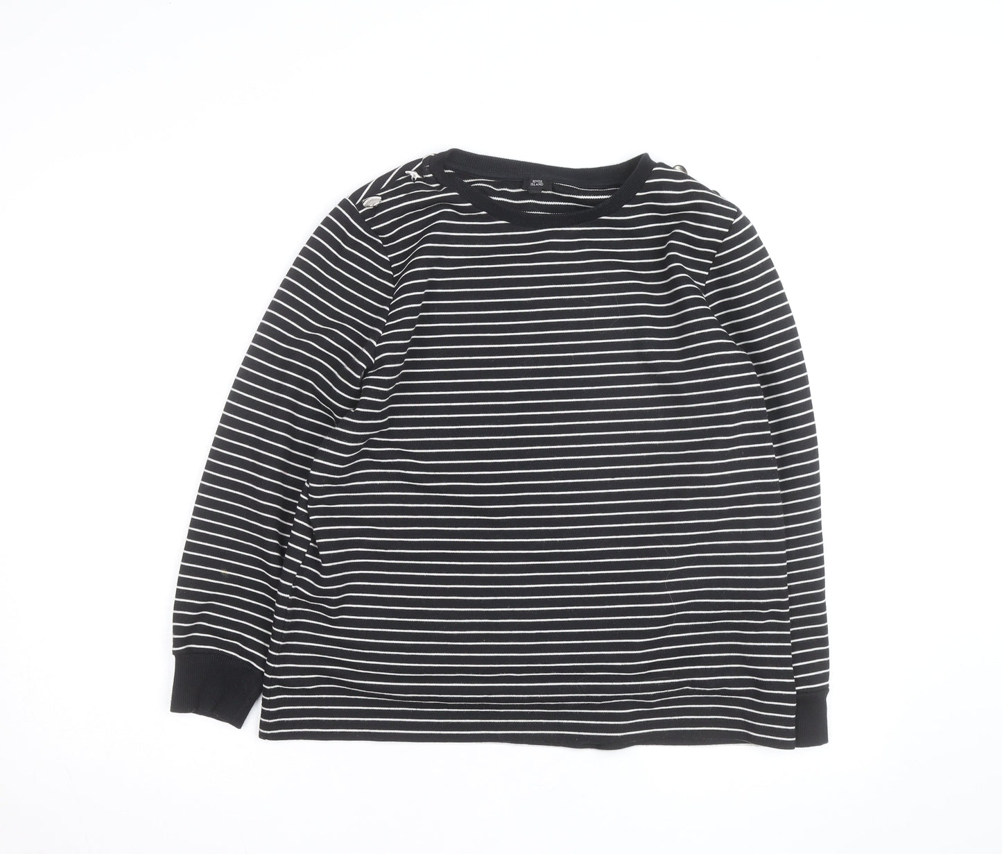 River Island Women's Black Striped Crew Neck Jumper Size M