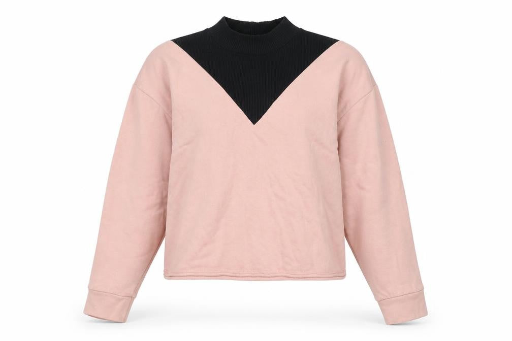 Zara Women Pink Black Colourblock Pullover Sweatshirt Size S