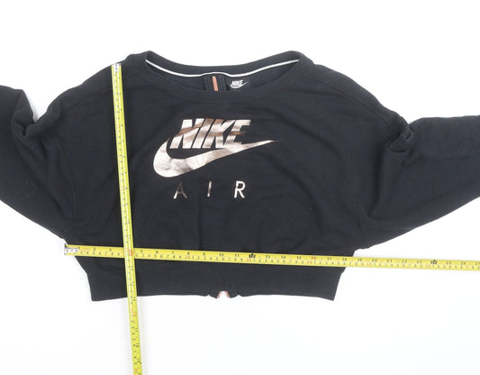 Nike Women Black XS Cropped Sweatshirt Zip Back Logo Pullover