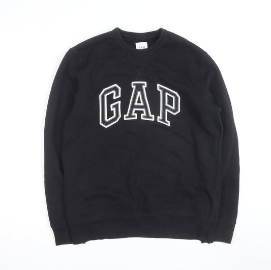GAP Men’s Black Logo Pullover Sweatshirt Medium Fleece Lined