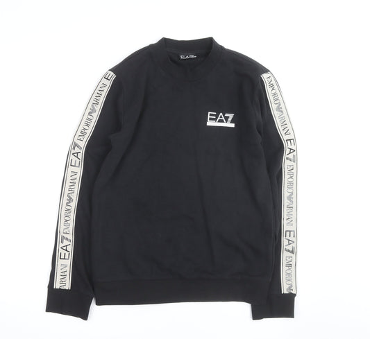 Emporio Armani EA7 Men's Black Small Crew Neck Logo Sweatshirt