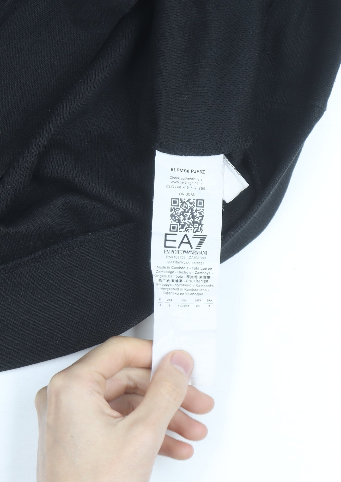 Emporio Armani EA7 Men's Black Small Crew Neck Logo Sweatshirt