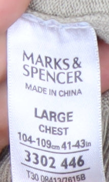 Marks and Spencer Men’s Beige V-Neck Acrylic Jumper Size L