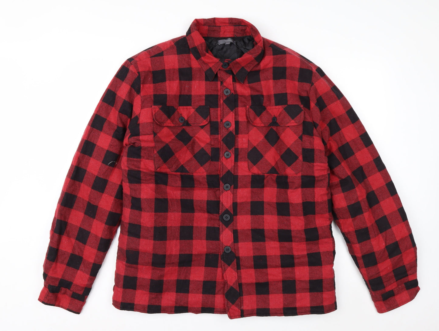 TeX Mens Red Black Check Flannel Puffer Jacket 5XL Cotton Lined