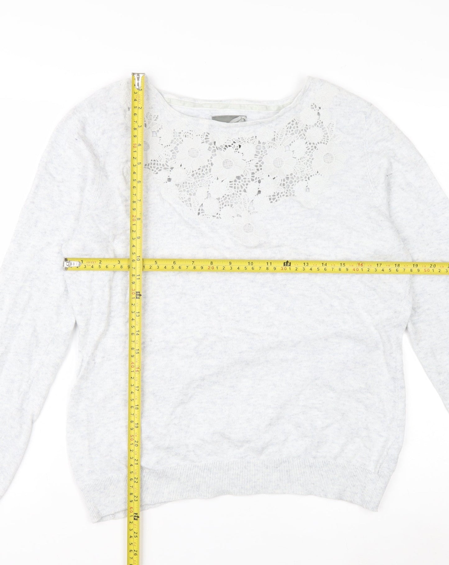 RJR John Rocha Women Grey Size 16 Crew Neck Cashmere Blend Jumper