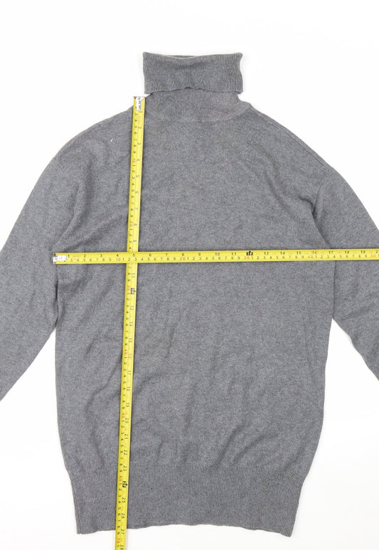 GAP Men's Grey Roll Neck Cotton Cashmere Jumper Size S