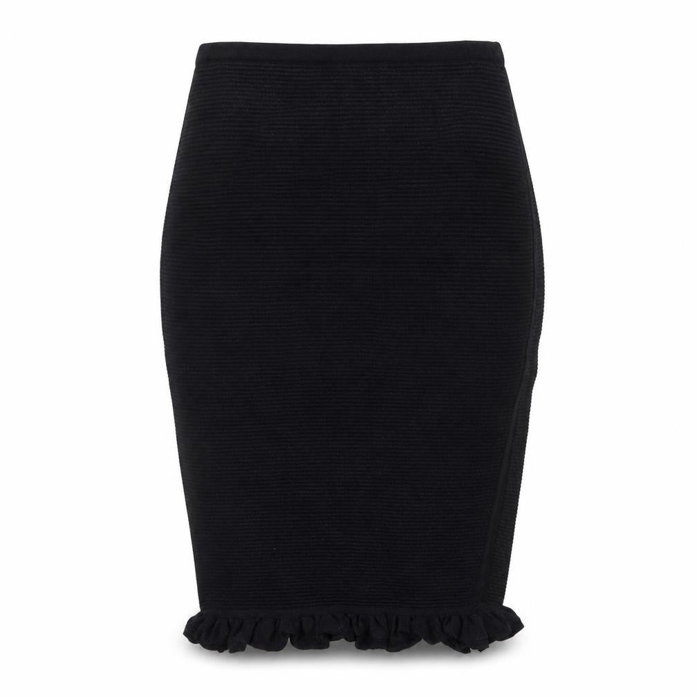 Max Studio Women’s Black Knit Pencil Skirt Size S Ruffle Hem Stretch