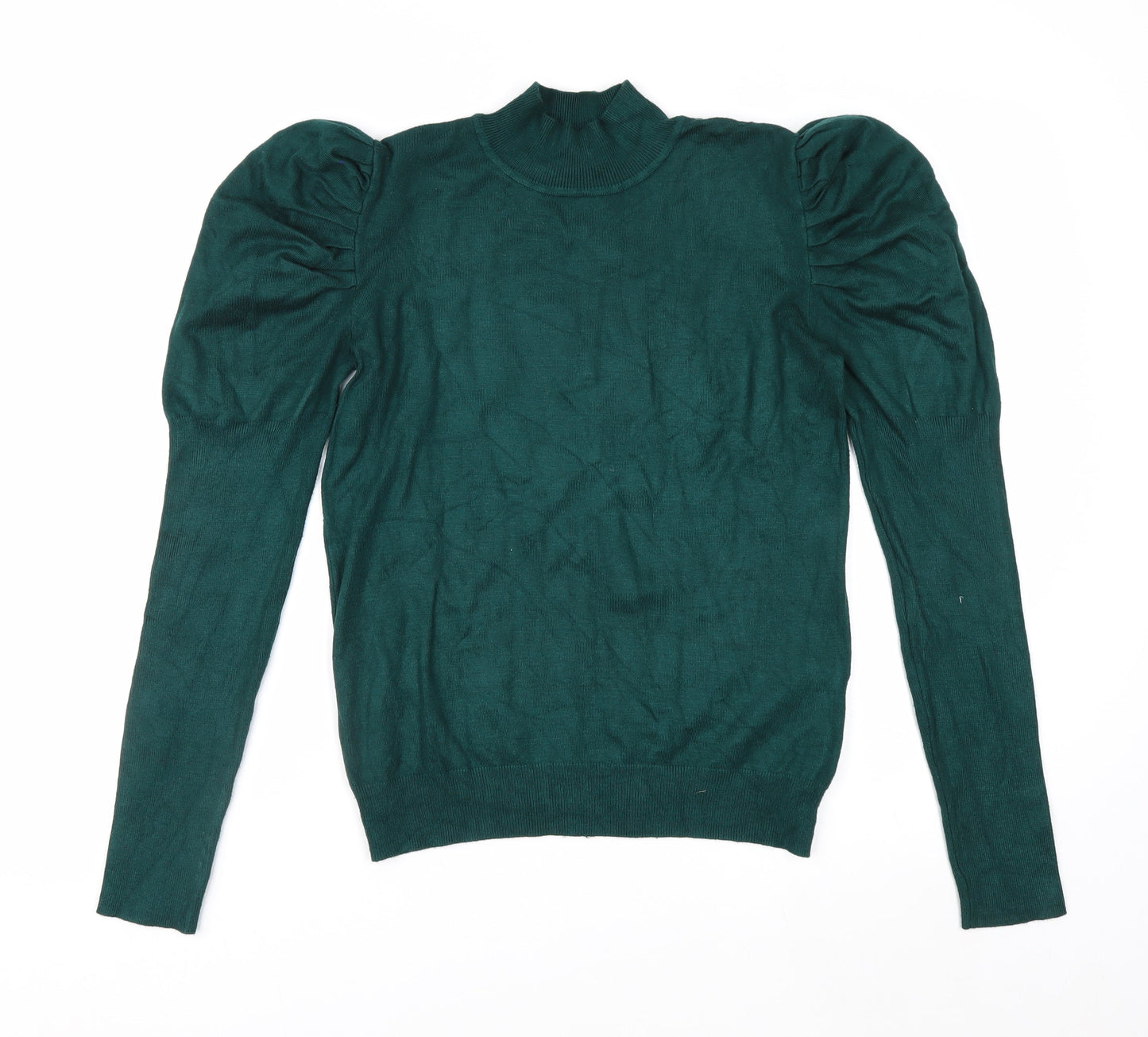 Apricot Women Green Mock Neck Puff Sleeve Jumper Size 12