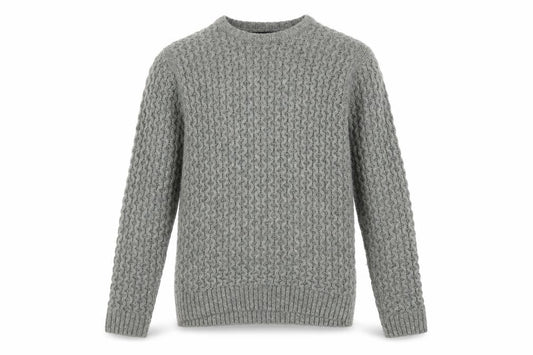 Cedarwood State Men's Grey Cable-Knit Crew Neck Jumper M