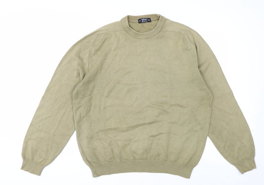 Marks and Spencer Men's Large Olive Green Cotton Crew Neck Jumper