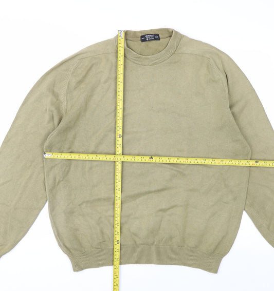 Marks and Spencer Men's Large Olive Green Cotton Crew Neck Jumper
