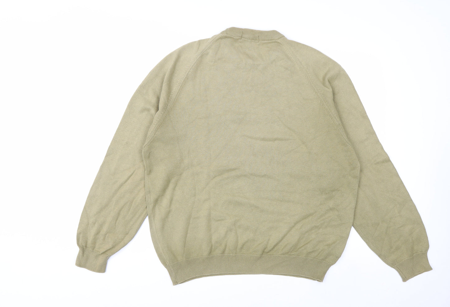 Marks and Spencer Men's Large Olive Green Cotton Crew Neck Jumper